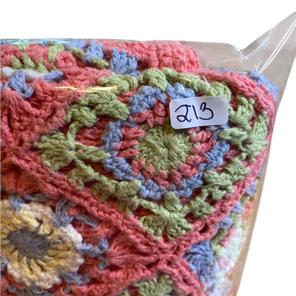 BFA Classic Vintage Pink Crochet Granny Square Short Sleeve Sweater Women’s SZ M - Picture 8 of 8